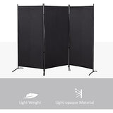 HOMCOM 6 Ft Tall 3 Panel Fabric Room Divider, Freestanding Partition Wall Divider, Folding Privacy Room Separator for Indoor, Home Office, Black HOMCOM