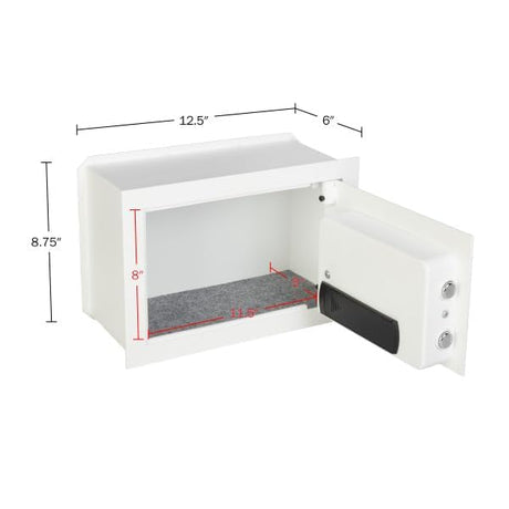 Wall Safe - Digital Safety Box with Passcode for Quick Access and Backup Key - Personal Safe for Cash or Jewelry - Wall Safes by Paragon (White) Stalwart