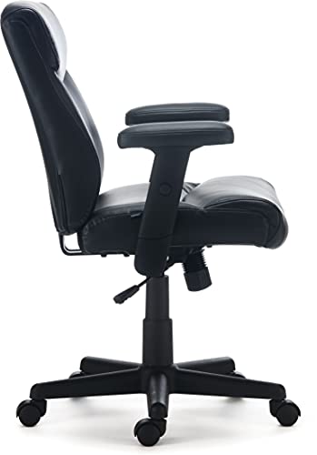 STAPLES Traymore Ergonomic Manager & Executive Office Chair, Task Desk Swivel with Wheels, Adjustable Height, Luxura Faux Leather, Black STAPLES