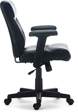 STAPLES Traymore Ergonomic Manager & Executive Office Chair, Task Desk Swivel with Wheels, Adjustable Height, Luxura Faux Leather, Black STAPLES