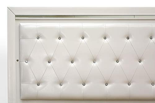 Pandora White Queen Bed Frame with Adjustable LED Headboard by East West Furniture - WoodArtSupply