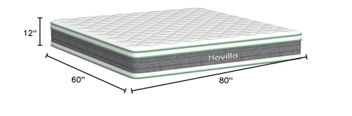 Novilla Queen Size Mattress, 10 Inch Hybrid Mattress in a Box, Individually Wrapped Pocket Coils Innerspring Mattresses for Motion Isolation, Pillow Top with Medium Firm Feel, Groove Novilla
