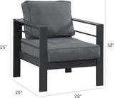 Wisteria Lane 2 Pieces Patio Furniture Aluminum Armchair, All-Weather Outdoor Single Sofa, Grey Metal Chair with Dark Grey Cushions Wisteria Lane
