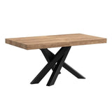Mobili Fiver, Emma 160 Extendable Dining Table, Rustic Oak with Black Crossed Legs, Laminate-Finished/Iron, Made in Italy Mobili Fiver