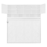 Merax Queen Size Murphy Bed with Top Cabinets and Shelves, Fold into The Wall, Space-Saving Design, Multifunctional Foldable Platform Bed Frame for Bedroom, Guest Room, Home Office, White Merax