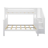 Max & Lily Bunk Bed, Twin-Over-Full Bed Frame For Kids With Stairs, White Max & Lily