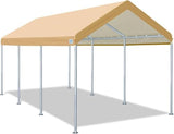 ADVANCE OUTDOOR 10x20 ft Heavy Duty Carport Potable Car Canopy Garage Party Tent Boat Shelter, Adjustable Height from 9.5 ft to 11 ft, Beige ADVANCE OUTDOOR