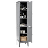Tangkula 5-Tier Freestanding Grey Bathroom Storage Cabinet with Doors and Shelves Tangkula