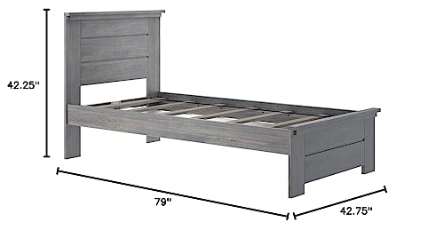 Max & Lily Modern Farmhouse Twin Bed, Bed Frame with Headboard For Kids, Panel, Driftwood Max & Lily
