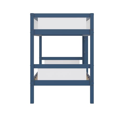 DHP Adrian Navy Blue Solid Wood Twin-Over-Twin Bunk Bed with Dry Erase Board and Underbed Storage - WoodArtSupply