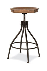 Hillsdale Worland Backless Metal Adjustable Height Stool with Wood Saddle Seat, Brown Hillsdale