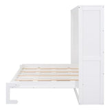 MERITLINE Queen Horizontal Murphy Bed,Wood Space-Saving Folding Farmhouse Murphy Bed Cabinet for Adults,No Box Spring Needed (Queen,White) MERITLINE