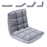 COSTWAY Floor Chair, Video Gaming Chairs with Back Support, Adjustable 14-Position, Alloy Steel Frame, Lazy Sofa Lounge Recliner for Adults Kids (Silver Grey)