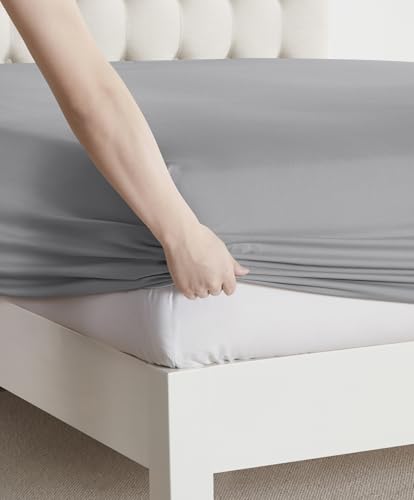Clara Clark Bed Sheets, Premier 1800 Series Bed Sheet Set, Deep Pocket, Wrinkle, Fade, Stain Resistant, Luxury Soft Bedding Sheets & Pillowcases, Queen, Frost Grey Clara Clark