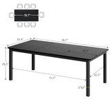 dainslef 79 Inch Industrial Dining Table, Large Rectangle Kitchen Table with Metal Legs, Round Corners, Wooden Conference Tables Writing Desk for Dining Room, Living Room, Classic Black dainslef