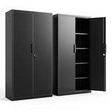 HOMOFFICE Metal Garage Storage Cabinet with Lock, 72" Tall Steel Storage Locker with 4 Adjustable Shelves, Heavy Duty Metal Cabinet for Garage, Office, Home, Black HOMOFFICE