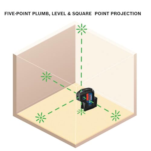 BOSCH GPL100-50G Green-Beam Self-Leveling Alignment Laser, Includes 2 AA Batteries, Built-In Multipurpose Mount, & Hard Carrying Case - WoodArtSupply