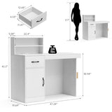 TUSY 42.2" H Modern Reception Desk with Drawer - Small Front Desk with Adjustable LED Light, Reception Room Table with Built-in USB Outlet for Office, Salon, Lobby (47.2" W x 19.69" D x 42.2" H) TUSY