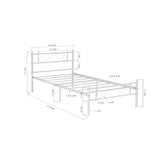 Homy Casa 36" Single Size Bed Frame Platform Metal with Headboard, Underbed Storage Steel Slats, Heavy-Duty Mattress Foundation for Bedroom, No Box Spring Needed, Black Homy Casa