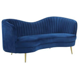 LOKLINGHK Upholstered Blue Loveseat with Vertical Tufting LOKLINGHK