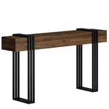 knoworld 63 Inch Console Table for Entryway, Industrial Sofa Tables Couch Table Behind Sofa for Living Room Hallway Foyer, Walnut knoworld
