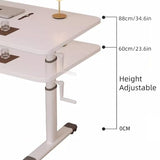 VyhPJg Ergonomic Workstation, Height Adjustable Computer Desk, Manual Crank Standing Desk with Drawer, Sit-Stand Study Desk for Bedroom, Living Room, Office(39.4x23.6in) VyhPJg