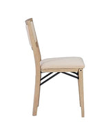 Linon Keira Wooden Folding Chair Upholstered Seat and Back Set of 2, Dining Height, Rustic Natural & Beige Linon