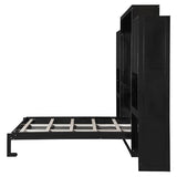 Quarte Queen Size Murphy Bed with Cabinet, Desk & Vanity - Space-Saving Wall Bed Furniture for Small Rooms,Multi-Functional Fold-Down Bed with Storage (Espresso#V) Quarte