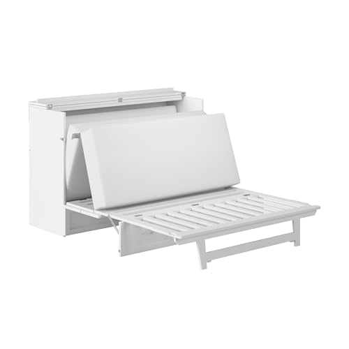 AFI, Northfield Queen Murphy Bed Chest with Mattress, Storage Drawer and Built-in USB Charger, White AFI