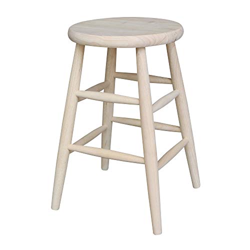 International Concepts 24-Inch Scooped Seat Stool, Unfinished - WoodArtSupply