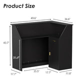 PAKASEPT Reception Desk with LED Lights, L-Shaped Modern Front Desk with Glass Display Shelf, Reception Counter Table for Lobbies, Salons, Retail, Home Offices (Black) PAKASEPT