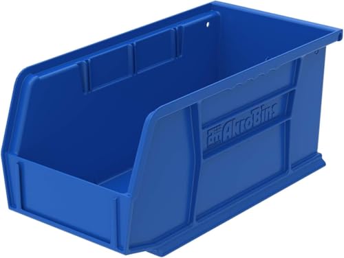 Akro-Mils 30230 AkroBins Plastic Storage Bins, Space-Saving Stackable Bins for Garage, Pantry, Craft Organization, 10.5 "L x 5.5 "W x 5"H, Blue, 12-Pack Akro-Mils