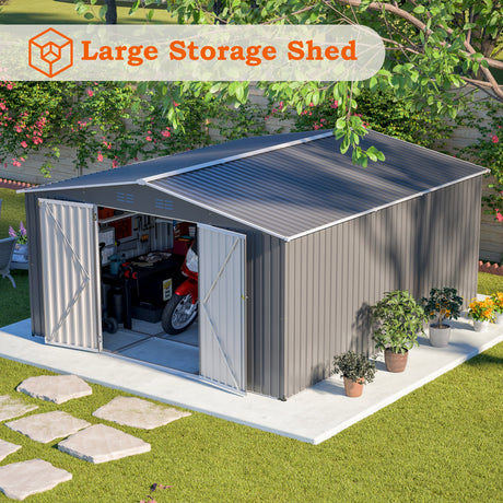 12×14 ft Outdoor Metal Storage Shed HouseOfZazla