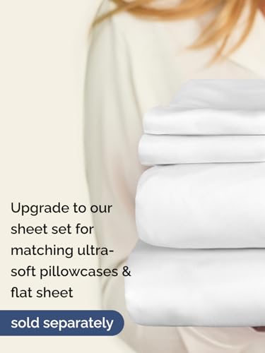 Extra Deep King Fitted Sheet - Hotel Luxury Single Fitted Sheet Only - Easily Fits 18 inch to 24 inch Mattress - Ultra Soft, Wrinkle Free w/Extra Deep Pockets - Easy-Care, Breathable & Comfy - White CGK Unlimited