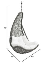 Modway Abate Wicker Rattan Outdoor Patio Porch Lounge Swing Chair Set with Stand in Gray White Modway