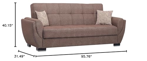 Sweet Home Stores AIR 95" Convertible Sofa Bed with Storage, Firm, Fabric, 3 Seater, Upholstered Sleeper Sofa Couch, Futon for Living Room, Brown-112 Sweet Home Stores