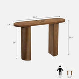 WINWY Fluted Solid Wood Console Table-39.2" Farmhouse Entryway Table with Rounded Corners, Morden Sofa Tables Behind Couch for Foyer, Entrance, Living Room, Hallway WINWY