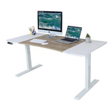 Sileye Electric Sit Dual Motor Height Adjustable, Memory Stand Up Desk with Drawer, Ideal for Daily Use at Home Office, Bedroom, 63x30 Inch, White and Oak Sileye