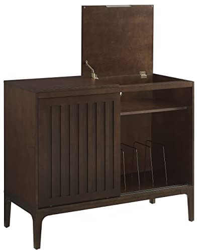 Crosley Furniture Asher Media Console and Record Player Stand with Storage for Vinyl Records, Dark Brown Crosley Furniture