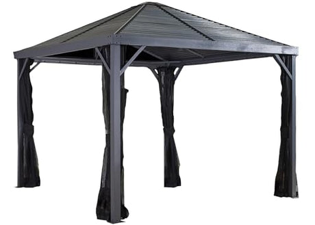 Sojag 8' x 8' Sanibel Hardtop Gazebo Outdoor Weather-Resistant Aluminum Frame Sun Shelter Sojag