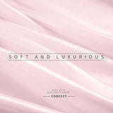 Cobedzy 4 Pcs Blush Pink Satin Sheets Queen Size Silky Satin Bedding Sheets Set with 1 Deep Pocket Fitted Sheet, 1 Flat Sheet, 2 Pillowcase Cobedzy