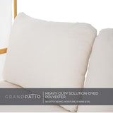 Grand patio Outdoor Loveseat with Canopy, Metal Patio Loveseat Sofa with Thick Cushion, Tropical-style Patio Furniture Featuring Imitation Bamboo Finish, White Grand patio