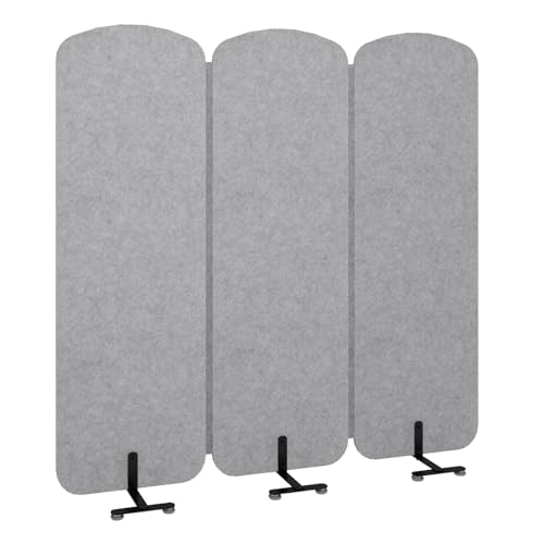Natwind 3 Panel 73.2 x 71 inch Office Room Privacy Protect Space Divider Portable Partition,Wall Folding Cubicle Indoor Freestanding Acoustic Partition Temporary for Office Room Natwind