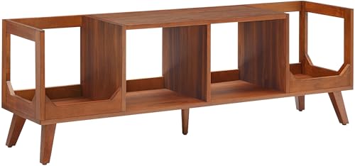Crosley Furniture Asheville Mid-Century Modern Media Console Record Player Stand, Storage for Vinyl Records, Walnut Crosley Furniture