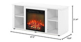 Furinno Jensen Entertainment Center Stand with Fireplace for TV up to 55 Inch, Corded Electric, White Furinno