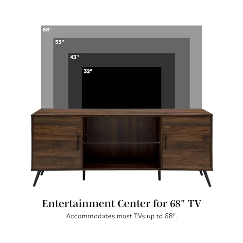 Walker Edison Saxon Mid Century Modern Glass Shelf TV Stand for TVs up to 65 Inches, 60 Inch, Slate Grey - WoodArtSupply