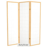 Red Lantern 5 ft. Tall Window Pane Shoji Screen - Natural - 3 Panels Red Lantern