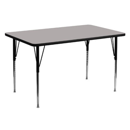 Flash Furniture Wren 30''W x 60''L Rectangular Grey HP Laminate Activity Table - Standard Height Adjustable Legs - WoodArtSupply