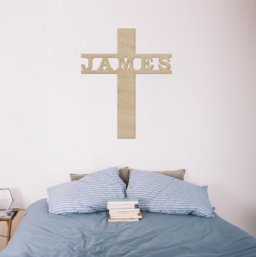 Baptism Wood Sign, Baptism Gift, First Communion Gift, Personalized Cross, Wooden Cross, Baptism Cross, Wooden Name Cross, Gift for Church Members - WoodArtSupply