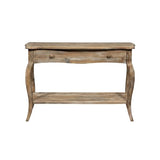 Austerity Rustic Console Table, 42 Inch with Curved Legs, Scalloped Edges, and Lower Shelf in Driftwood Finish - Natural and White Textured Antique Look Home Décor by Alaterre Furniture Alaterre Furniture